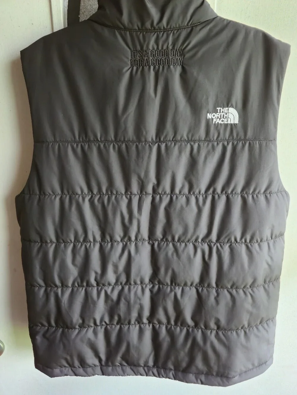 The North Face Men’s Black Quilted Vest W/Monogram